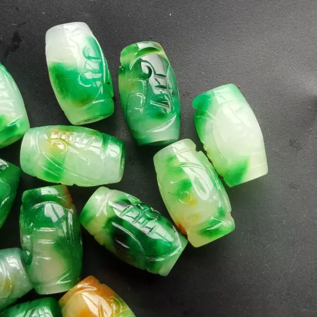 Barrel Dread Jade stone,carving jade,Dreadlock,green yellow white,Hair bead link
