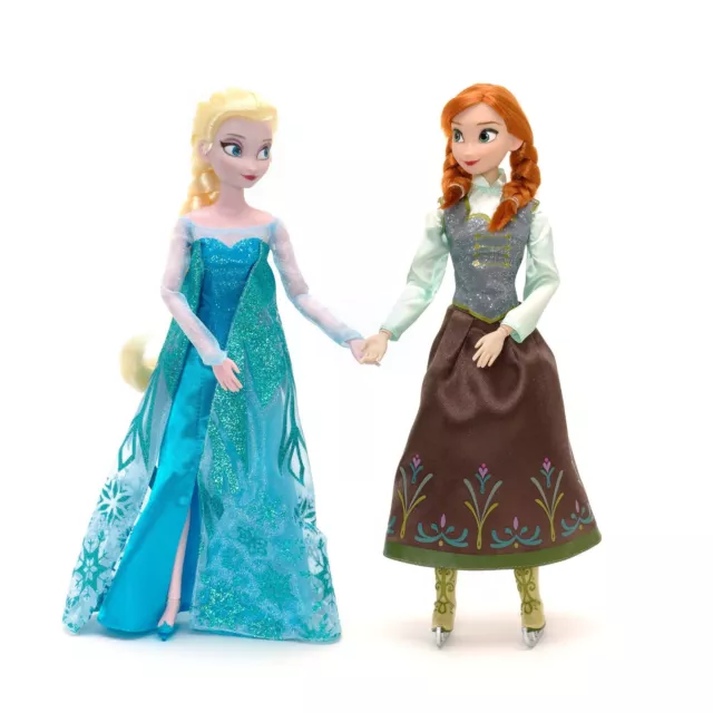 Disney Store Frozen Ice Skating Elsa Anna 2 Doll Princess Queen Sisters Gift Set 2