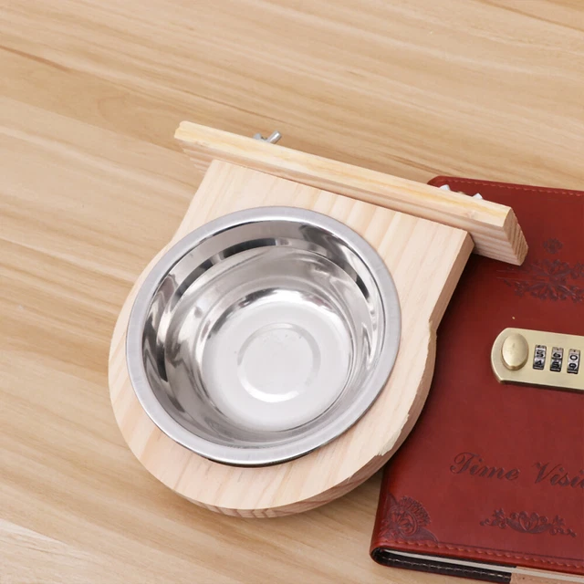 BAMBOO DOG CAGE Water Dispenser Bird Bowls Stainless Steel Parrots £9.