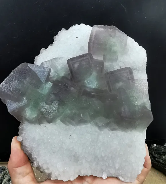 4.66lb Beautiful Purple Green Fluorite Quartz Crystal Mineral Specimen / China