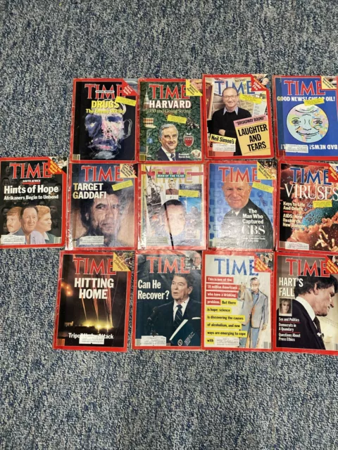 Time Magazine 1986-1987 Lot Of 13 Reagan Derek Bok Neil Simon Harvard