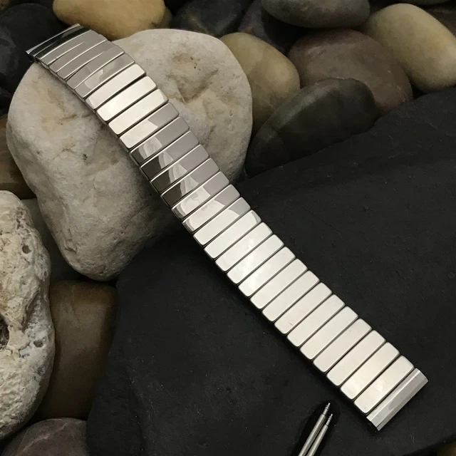 rare 17.25mm 10k White Gold Filled Flex-Let nos 1959 unused Vintage Watch Band