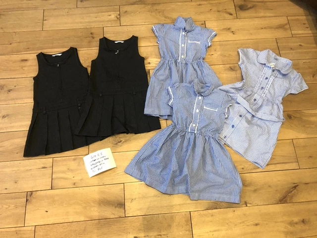 Pacchetto uniforme scolastica per ragazze 4-5 anni TU f&f grigio scuro pinafore blu abito estivo