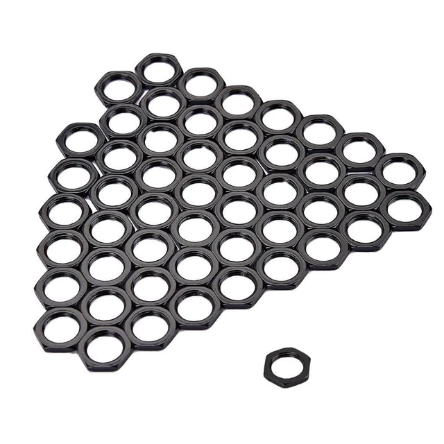 50 Pack Guitare Basse Jack Socket Écrou Mince Écrou 8mm Diamètre Noir