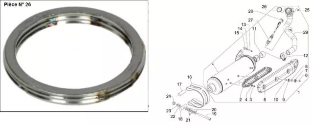 Joint de pot d'échappement d'origine Piaggio X9 500 X-evo 400 / Gilera Nexus 500