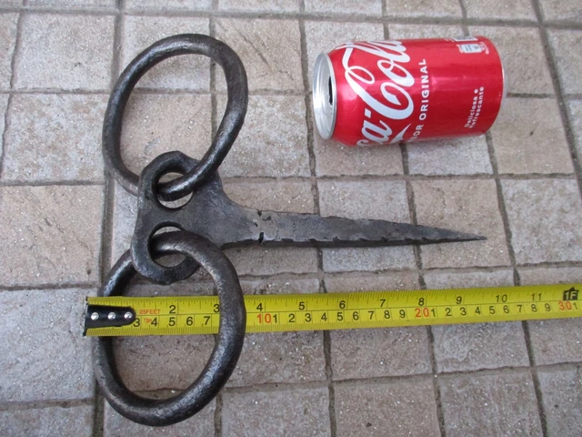 Antique Wrought Iron Strong Tethering Double Ring on Pin Game Hook Old Hardware 5