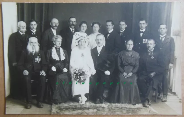 Krieg 1870/71 Veteranen Hochzeit Orden Kaiser-Bart Koteletten Fotokarte um 1910