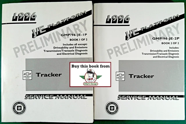 1996 Chevrolet Geo Tracker Preliminary Shop Repair Service Manual 2 Vol Set