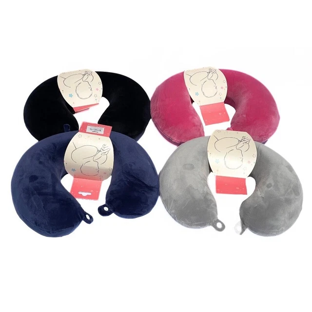 Memory Foam U Shape Travel Neck Pillow with button, Airplane Cushion Multi Color