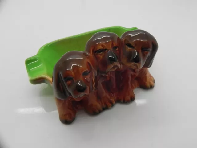 Collectable Beswick England 3 Puppy Spaniel Dogs Porcelain Cigar Ashtray