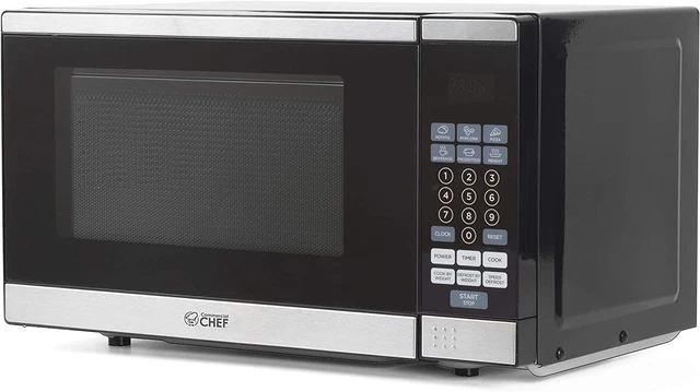 Commercial Chef Countertop Microwave Oven, 0.7 Cubic Feet, Stainless Steel