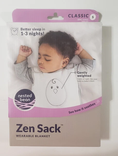 NESTED BEAN Saco de Dormir-Zen Saco Clásico-suavemente pesado talla 0-6 mos en GRIS - NUEVO
