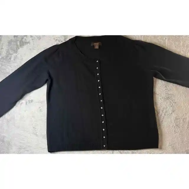 Victor Alfaro 100% Cashmere Sweater Women's Black Button Down Cardigan