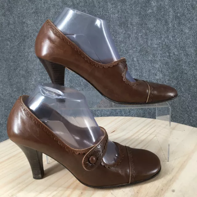 Circa Joan & David High Heels Womens 8 M Pumps Mary Jane Slip On Brown Leather