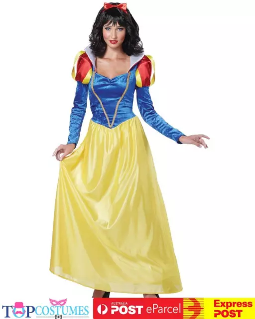 Ladies Snow White Princess Fairy Tale Long Fancy Dress Up Disney Costume