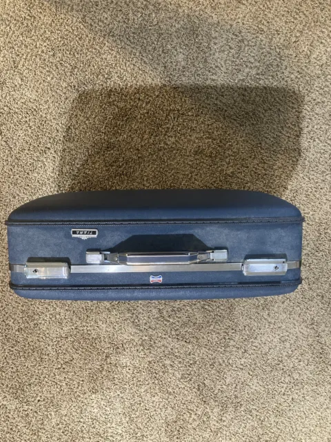 Vintage American Tourister "TIARA" Blue Hard Shell Tupperware Luggage with Key