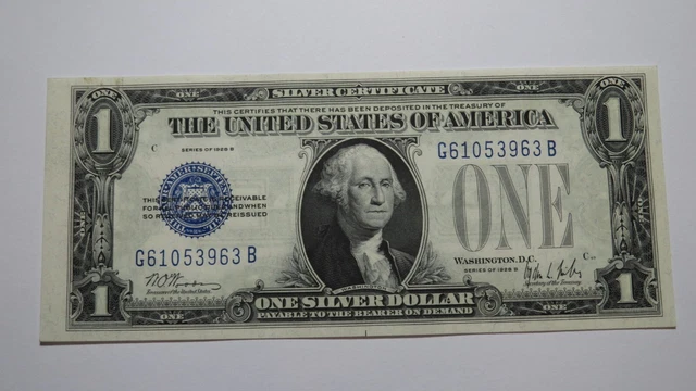 $1 1928 Silver Certificate Blue Seal Bank Note Bill Funny Back Uncirculated+++++