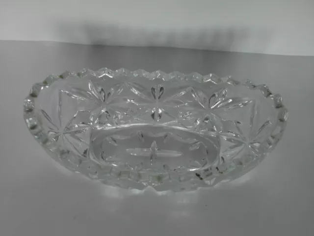 Rare Heavy Crystal Glass Gravy Boat or Sauce Boat - Diamond-Cut Baroque Crystal