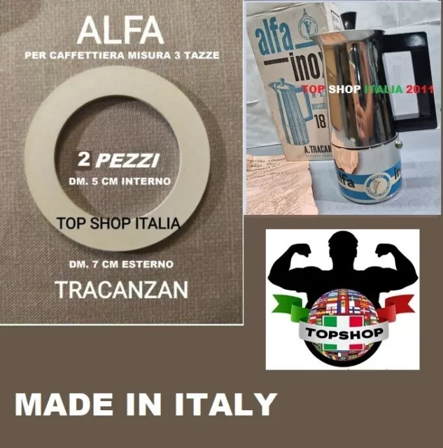 Set 2 Pezzi Guarnizione 3 Tazze Per Caffettiera Alfa Tracanzan Moka Introvabile