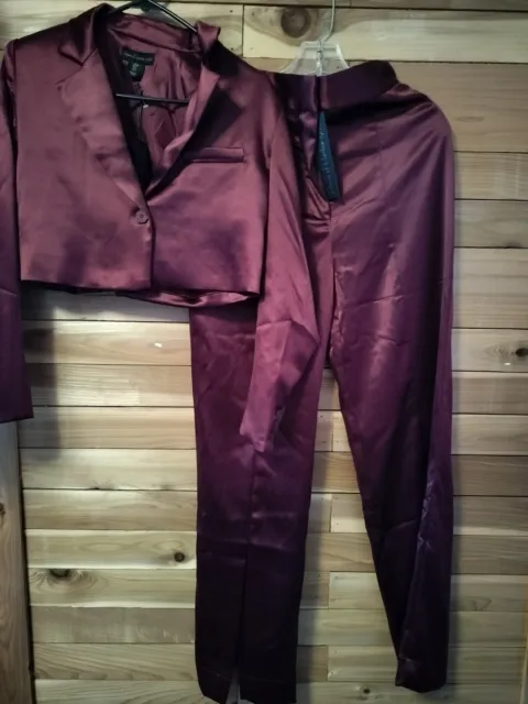 House of Harlow 1960 x Revolve 2 Piece Suit set Slit Pants blazer Burgundy