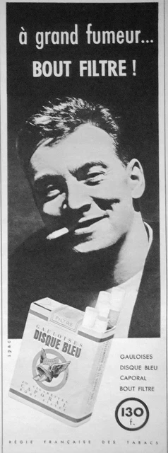 PUBLICITÉ 1959 CIGARETTE Disque Bleu Gauloises Caporal Bout Filtre - Tabac  EUR 3,00
