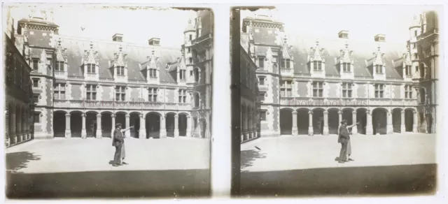 FRANCE Château de Blois c1930 Photo Plaque verre K3n3 Stereo Vintage