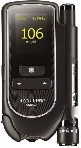 Accu-Chek mobile Blutzuckermessgerät Mg/dL mit 7 Accu-Chek Mobile Testkassetten