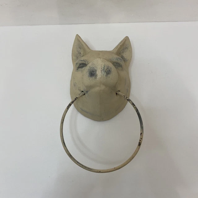 Vintage Cast Iron Pig Head With Ring Wall Decor Towel Holder