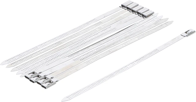 BGS Diy Kabelbinder-Sortiment | Edelstahl | rostfrei | 7,0 x 200 mm | 10-tlg.