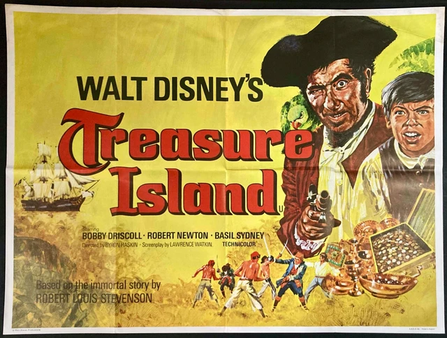 TREASURE ISLAND ORIGINAL Quad Movie Cinema Poster Disney Robert Newton ...