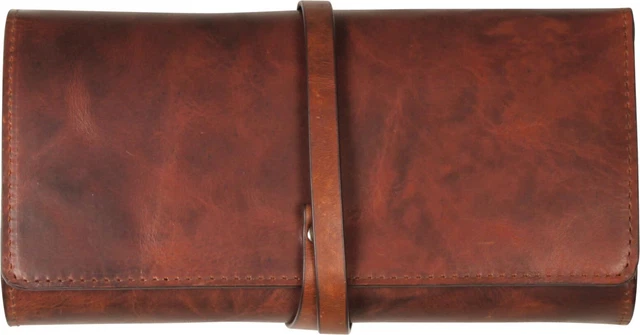 PASSATORE Pfeifen-Rollbeutel Leder braun antik 20cm / 2er