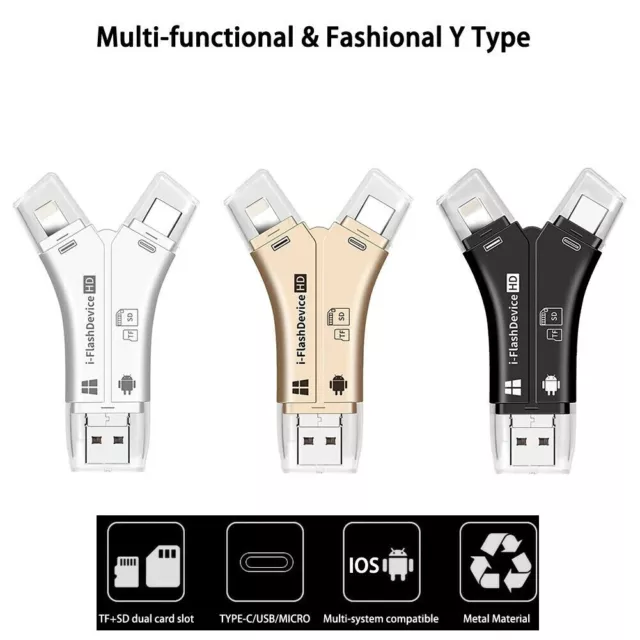 4in1 USB i-Flash Drive Micro SD/TF Memory Card Reader Adapter For Android iPhone