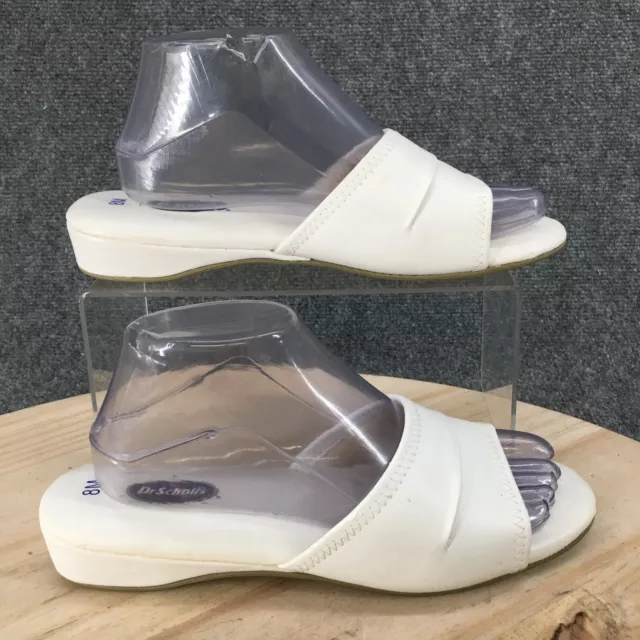 Dr. Scholls Sandals Womens 8M White Slip On Open Toe Wedge Casual Faux Leather