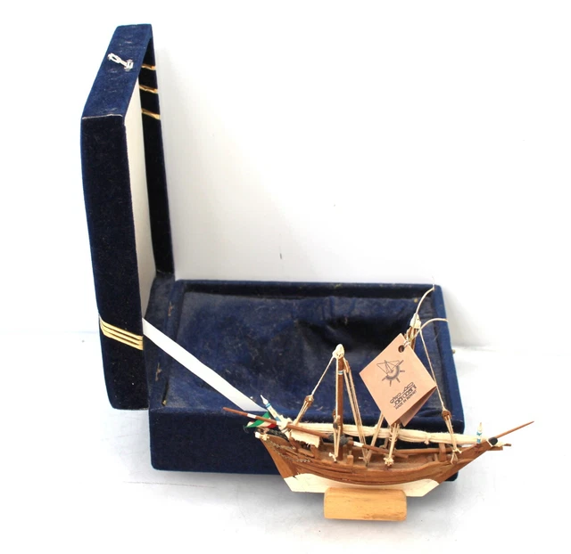 Wooden Ship Model 9" X 6" With Case
