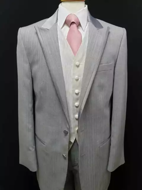 Mens Boys Light Grey Wedding Evening Formal Smart Suit Jacket Trousers