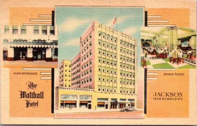 Linen Postcard The Walthall Hotel in Jackson, Mississippi~139388