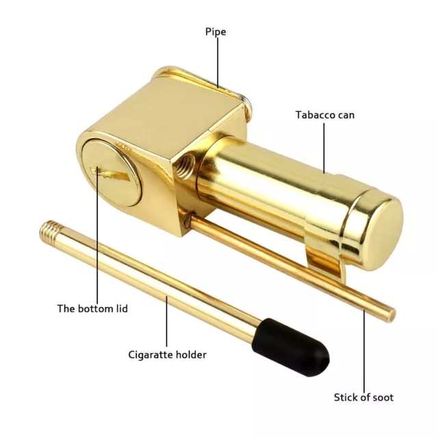 1× Brass Tobacco Smoking Proto Pipe style w Stash Storage Cylinder
