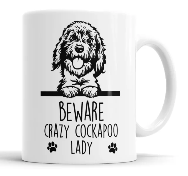 Cockapoo Mug Beware Crazy Lady Pet Present Dog Mum Friend Joke Gift Cockerpoo