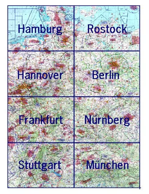 ICAO-Karte Deutschland 2022 ohne Folie   Nur für Übungszwecke zu verwenden !