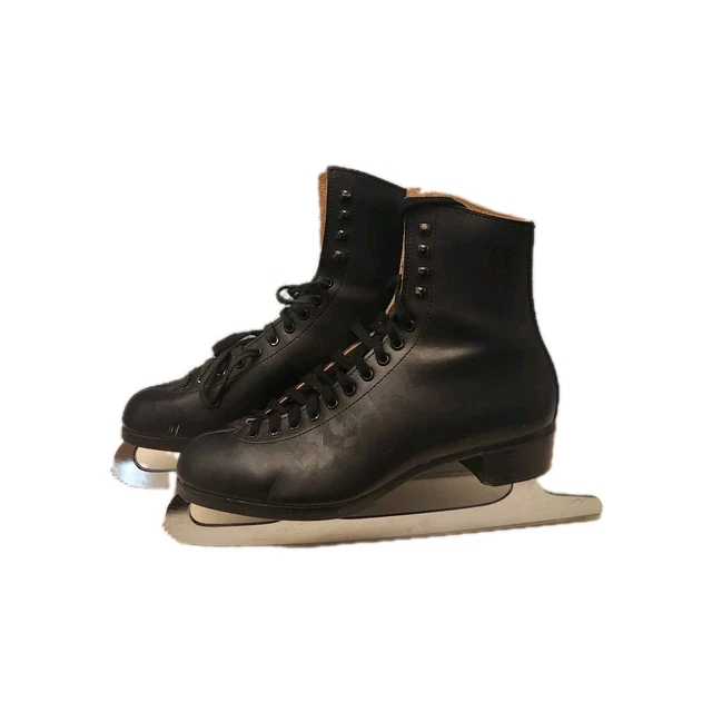 VINTAGE RIEDELL RED Wing Black Leather Ice Skates Sz 10.5 S  display picture 3