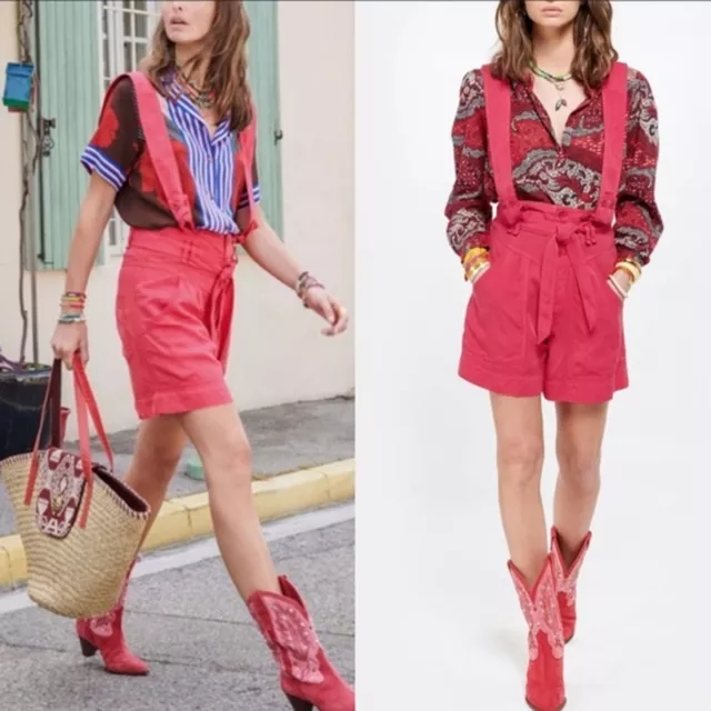 Isabel Marant Flink Suspender Overall Shorts FR 36 US S MSRP $570