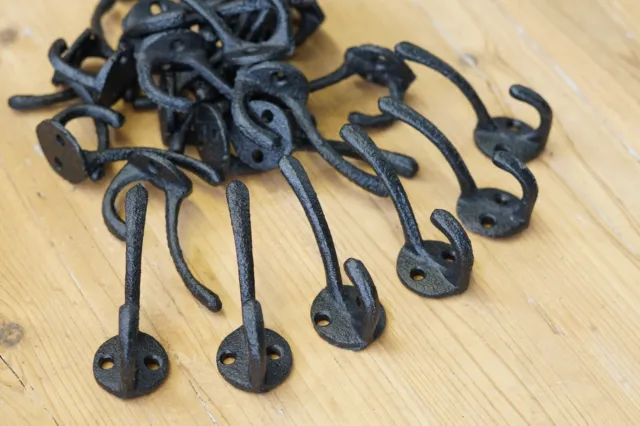 50 Coat Hooks Hat Keys Pots Pans Dog Leash Storage Organization Black Cast Iron