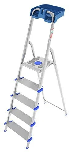 Scala ATLANTICA 5 Gradini XL Alluminio Antiscivolo Vaschetta Portautensili EN131