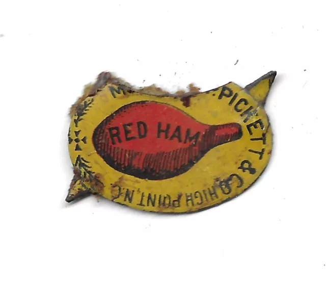Vintage Tin Tobacco Tag Red Ham High Point NC