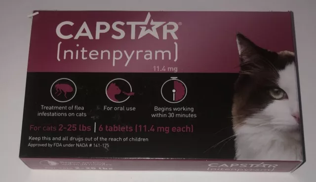 CAPSTAR Oral Treatment for Cats 2-25 lbs 6 Tablets EXP 7/2025