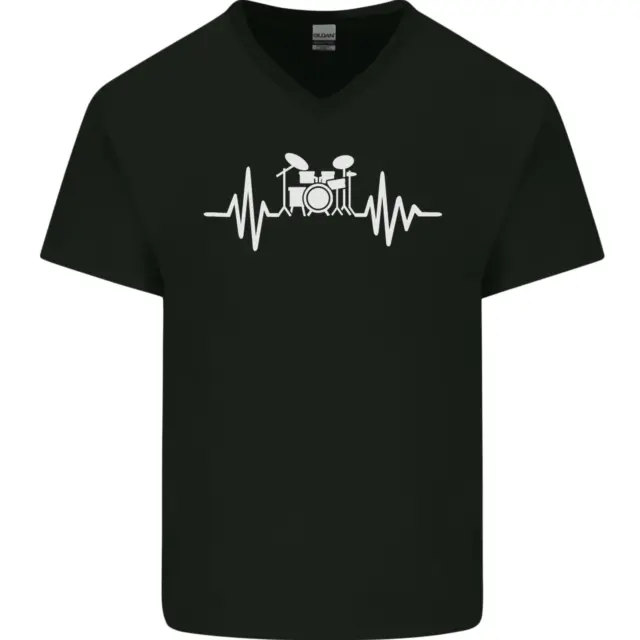 Tamburo Kit Pulse ECG Tamburista Batteria Uomo Collo a V T-shirt Cotone