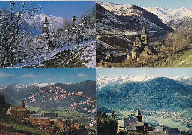LOT DE 4 cartes postales postcards 10x15cm LUCHON village clocher EUR 2 ...