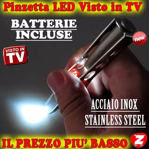 Pinza Pinzetta Per Sopracciglia Ciglia Pinze Eyelashes Con Luce Led Batterie lev