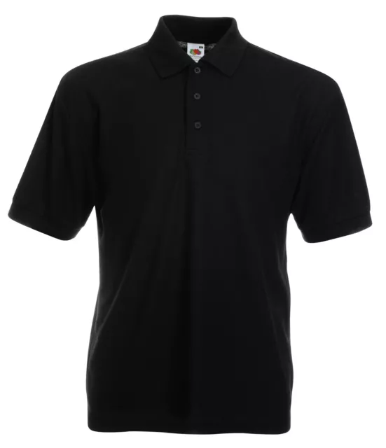 Men's Black Fruit Of The Loom Polo Shirt  Work Uniform S M L Xl Xxl