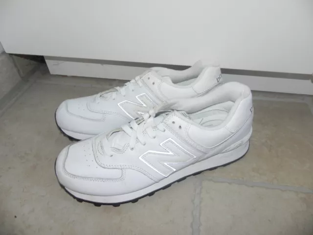 New Balance 574 Sneaker weiße Turnschuhe Leder US 10 44 wie NEU all white Herren